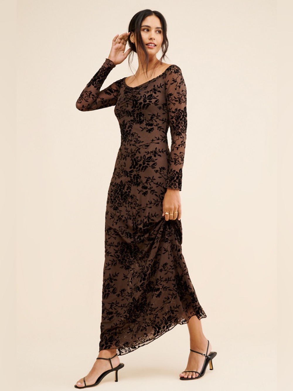 Résumé Floral Burnout Velvet Dress